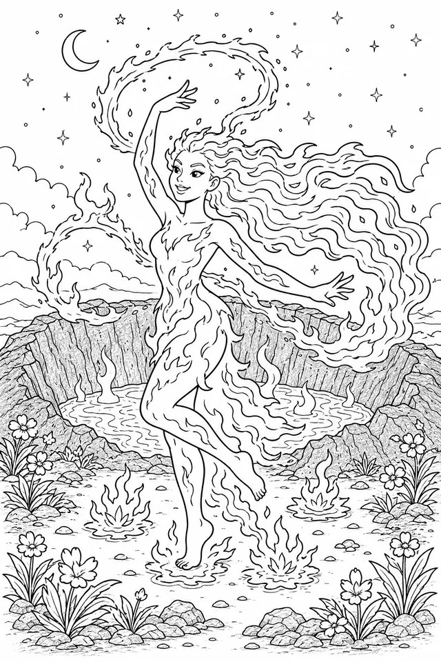 Hawaiian Pele Goddess Dancing Fire