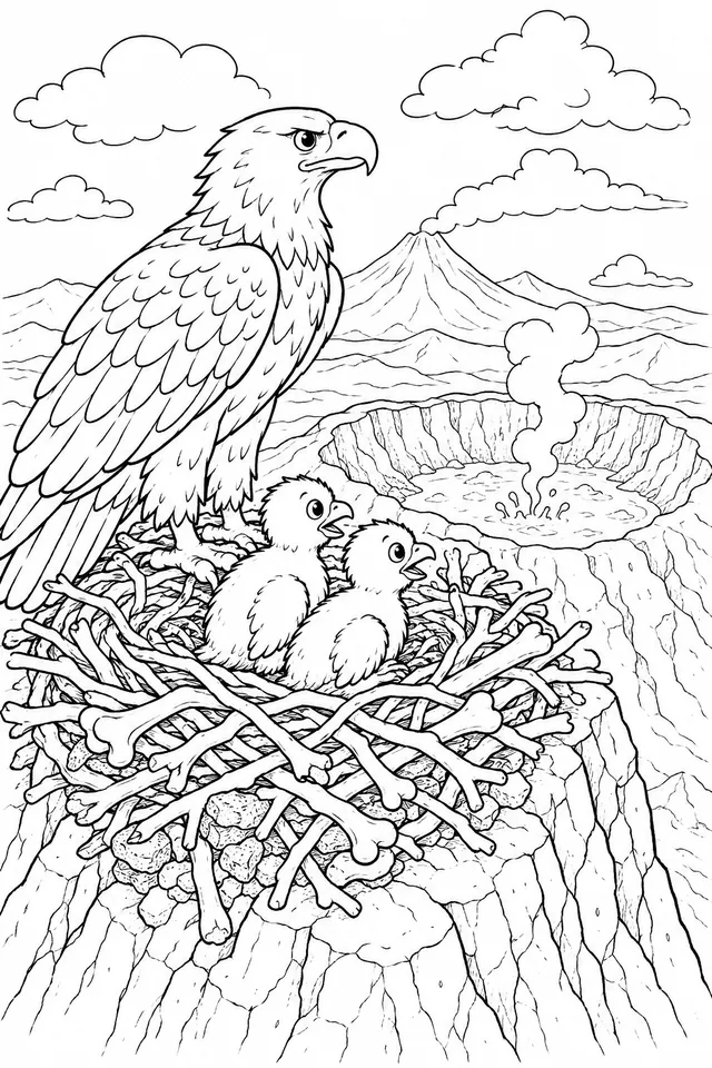 Steinadler horst am Vulkankrater-Rand