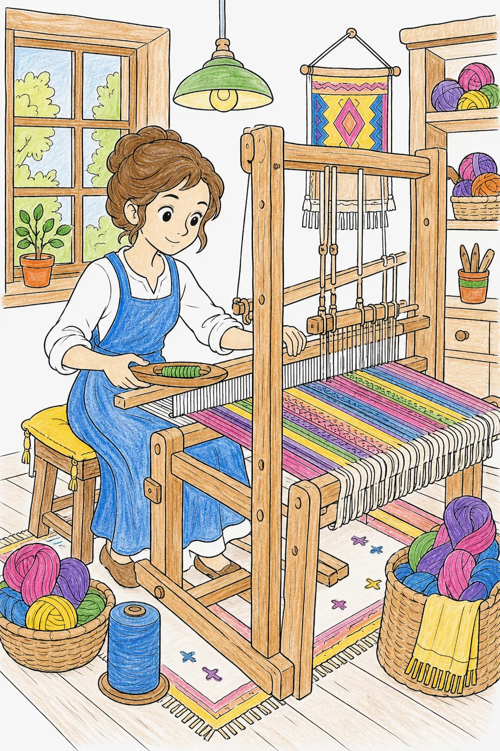 Weberin am traditionellen Webstuhl