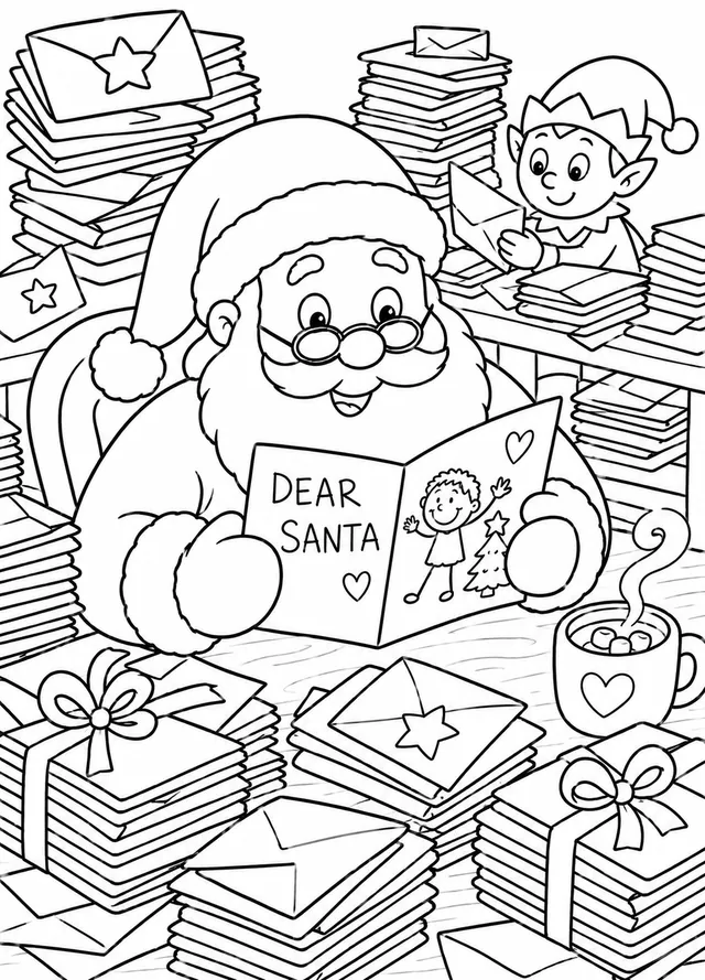 Der Weihnachtsmann liest die Kinderbriefe