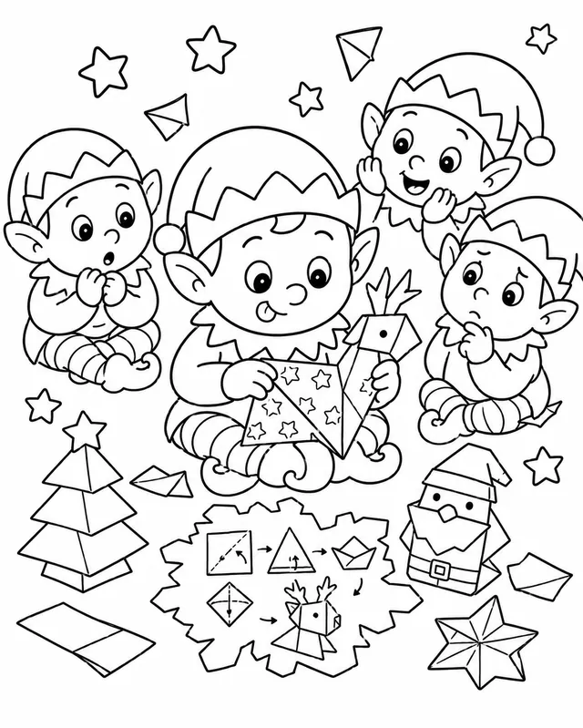 El elfo descubre el origami navideño