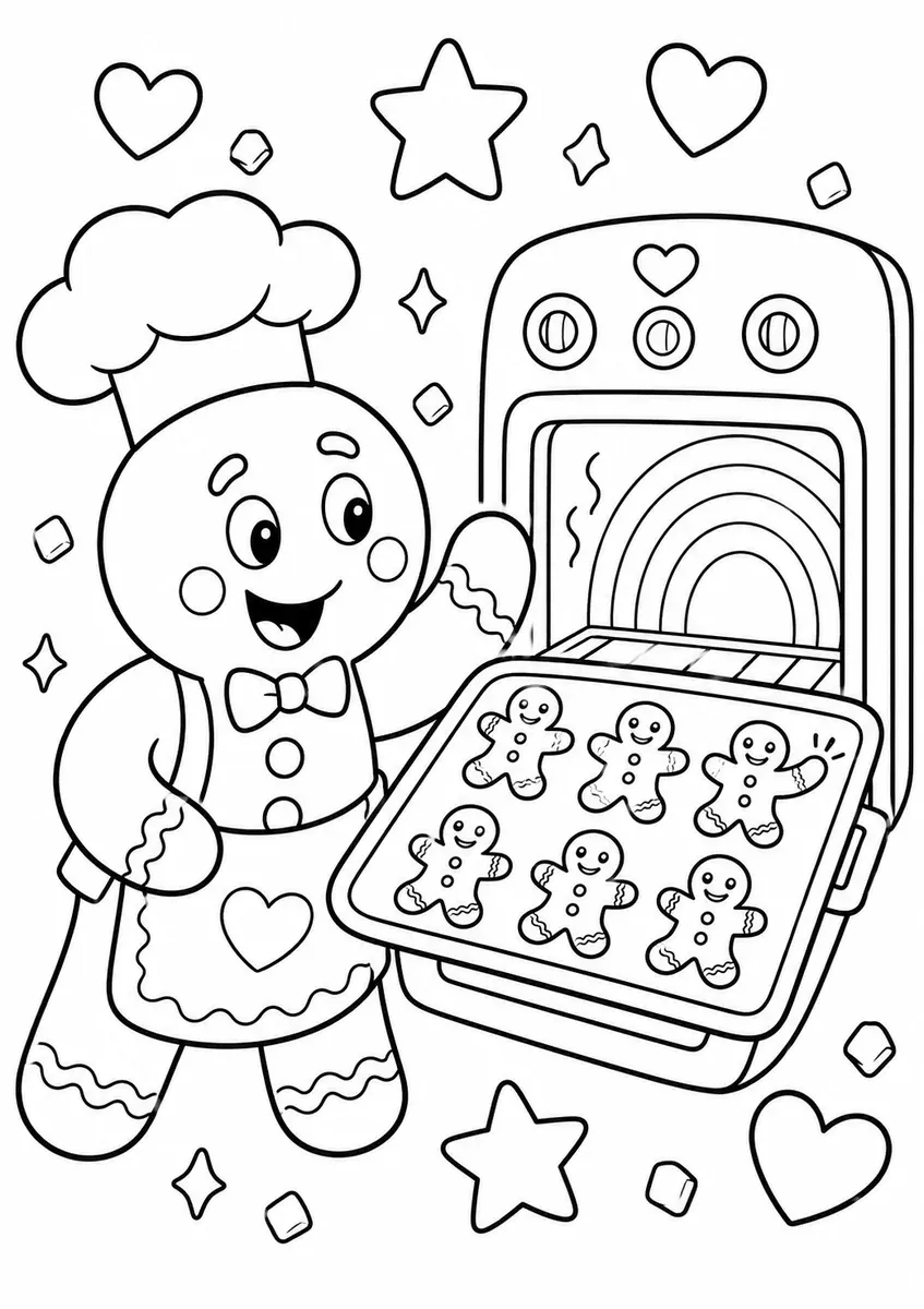 Runder Lebkuchenmann bäckt Lebkuchen-Plätzchen in seiner eigenen Form
