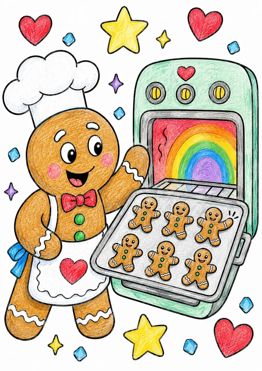 Der Lebkuchenmann bäckt Lebkuchen-Plätzchen