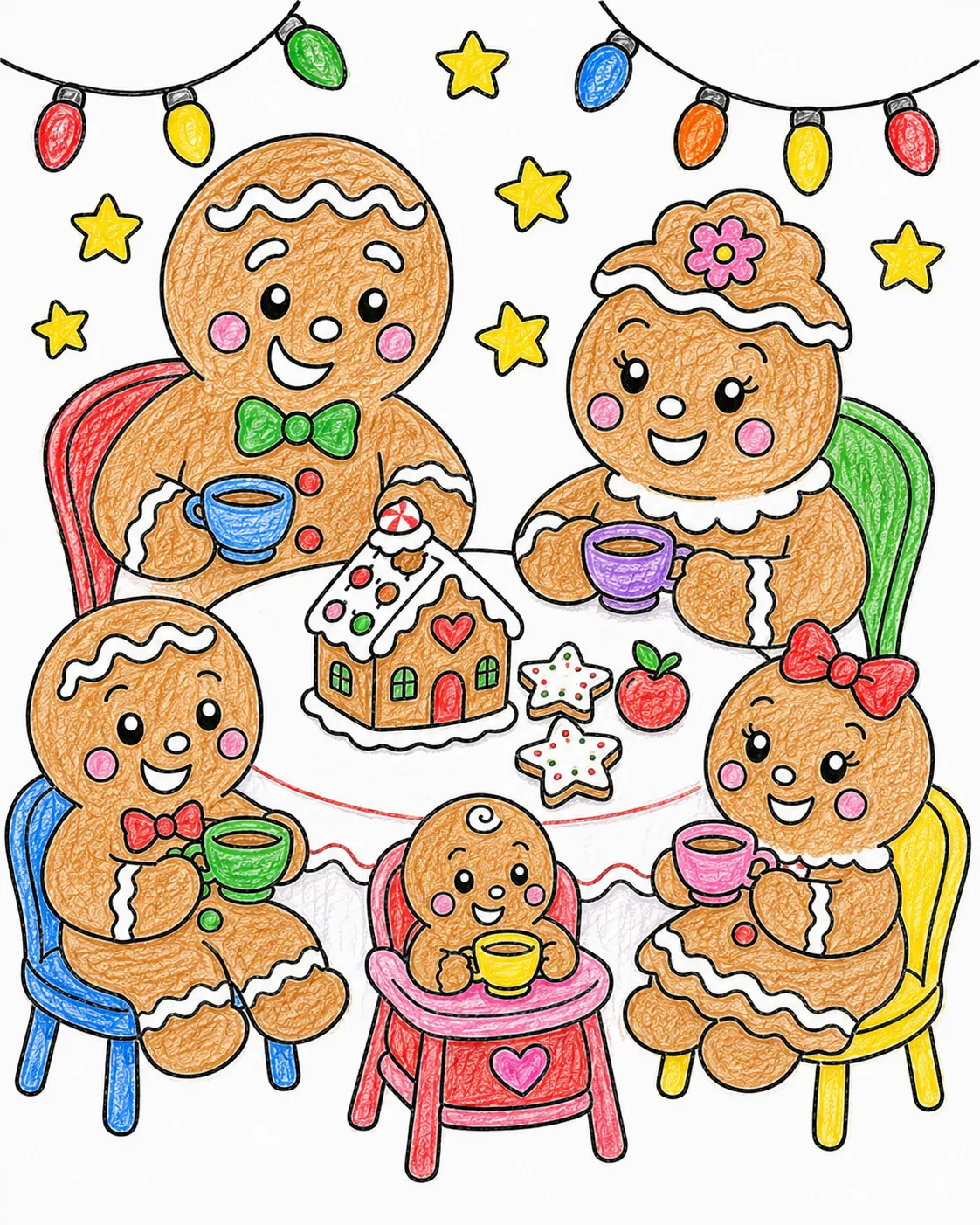 Die Lebkuchen-Familie am Kaffeetisch