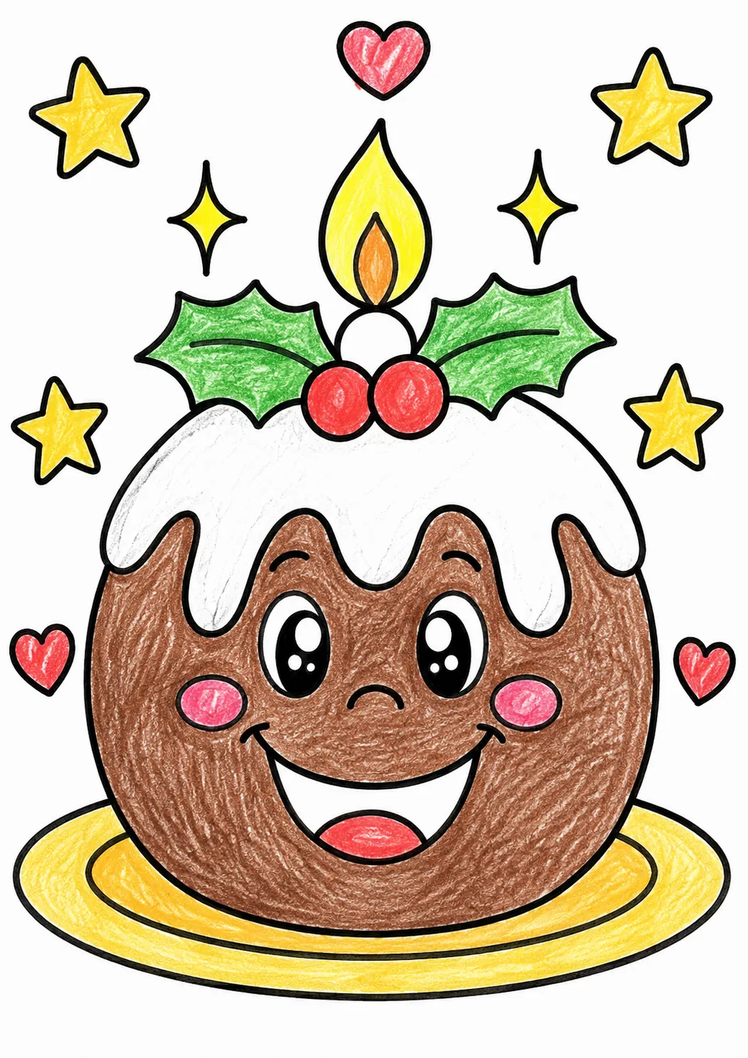 Der Weihnachtspudding mit freudigem Gesicht