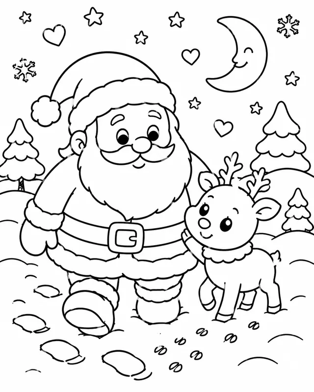 Papá Noel pasea con el bebé reno