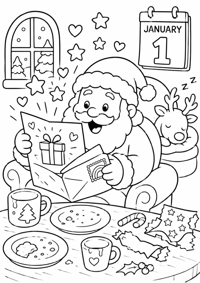 Papá Noel abre la primera carta del año nuevo