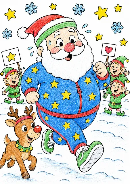 Der Weihnachtsmann joggt zur Weihnachts-Vorbereitung – So könnte es aussehen
