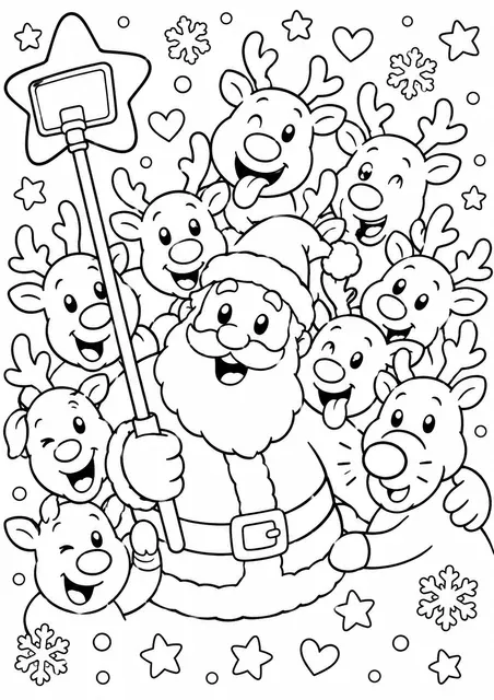 Papá Noel se hace un selfie con sus renos