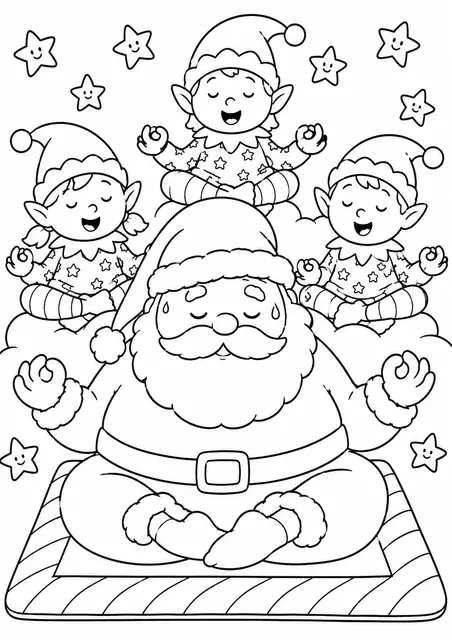 Papá Noel hace yoga navideño
