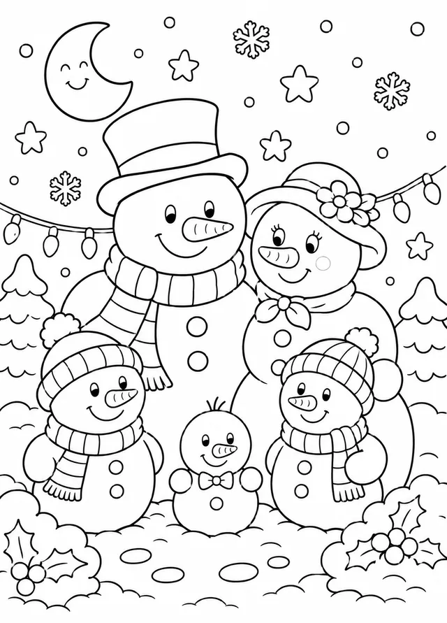 Die Schneemann-Familie im Garten