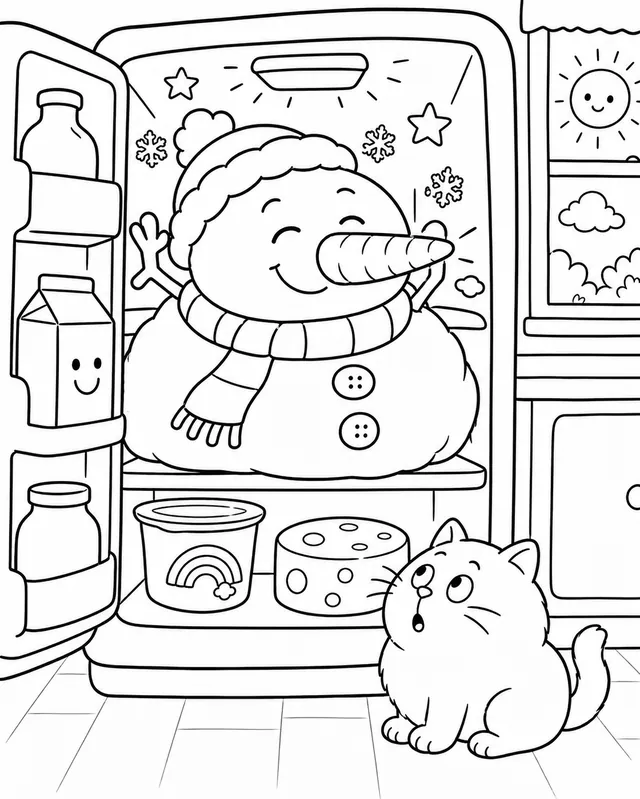 Der Schneemann versteckt sich im Kühlschrank