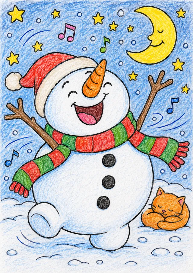 Der Schneemann tanzt alleine in der Nacht – So könnte es aussehen