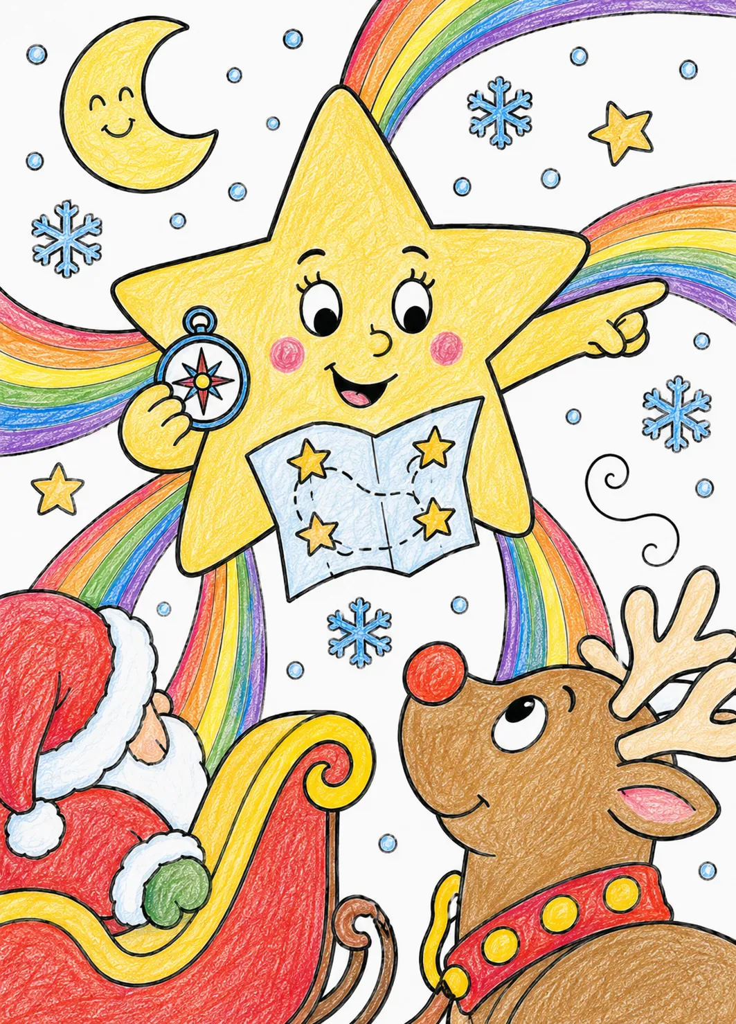 Der Weihnachtsstern navigiert den Schlitten