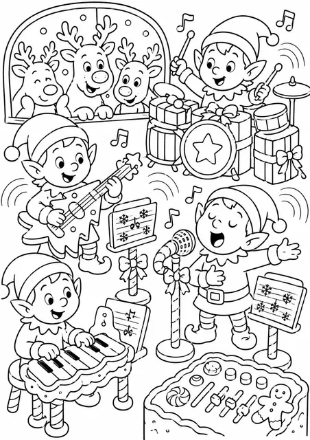 La banda de elfos ensaya canciones navideñas