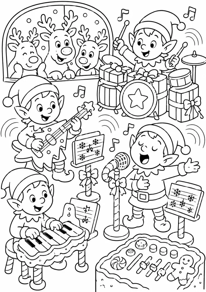 四只精灵作为乐队演奏圣诞歌曲