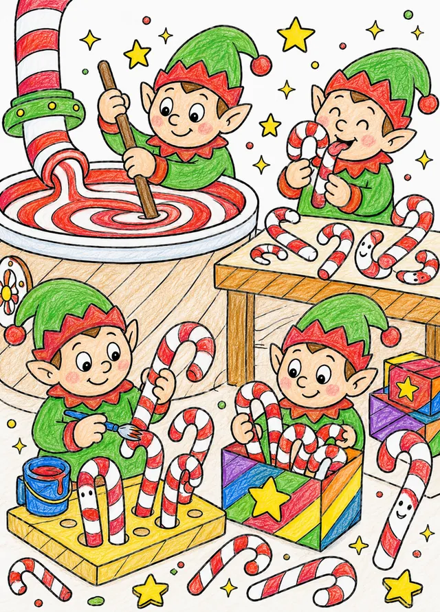 Die Wichtel in der Zuckerstangen-Fabrik – So könnte es aussehen