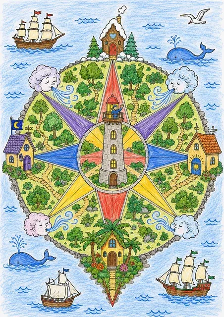 Die Kompass-Insel der Vier Winde – So könnte es aussehen