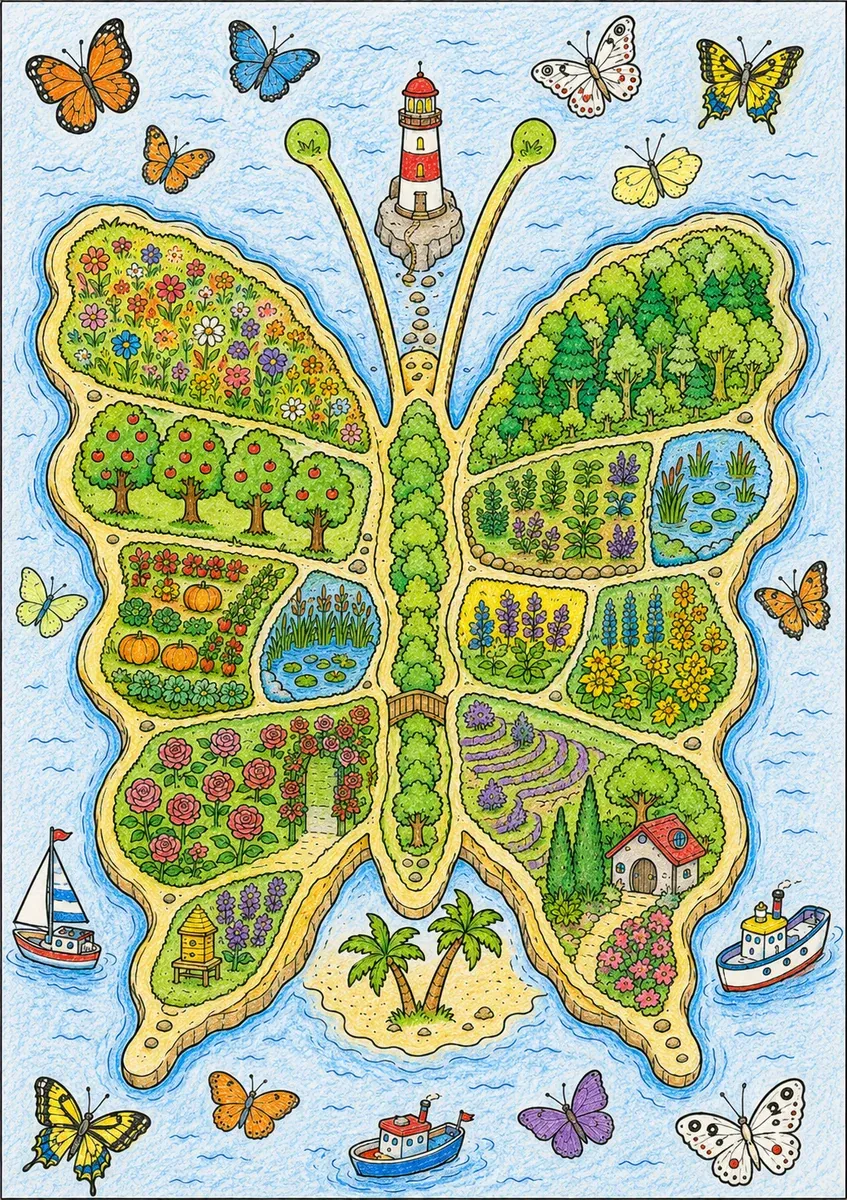 Die Mosaik-Schmetterlings-Insel