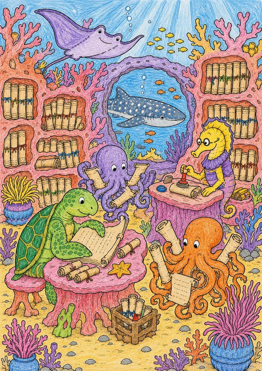 Unterwasser-Bibliothek aus Korallen