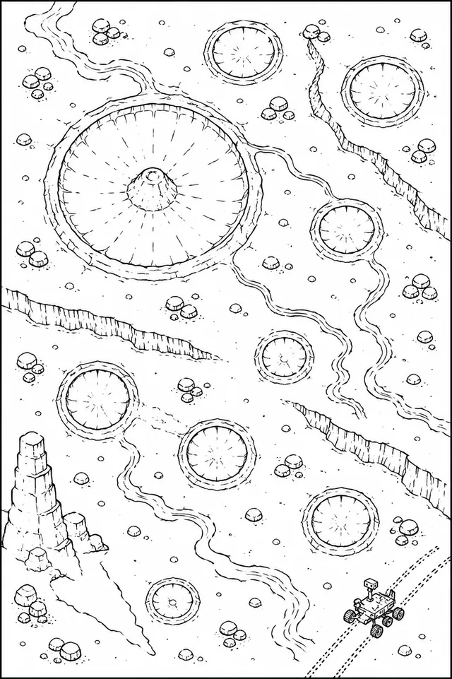 Die Mars-Oberfläche mit Kratern