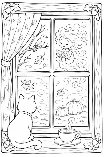 Das Herbstnebelkind am Fenster