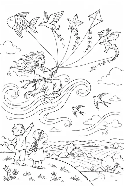 Windreiter mit Papierdrachen