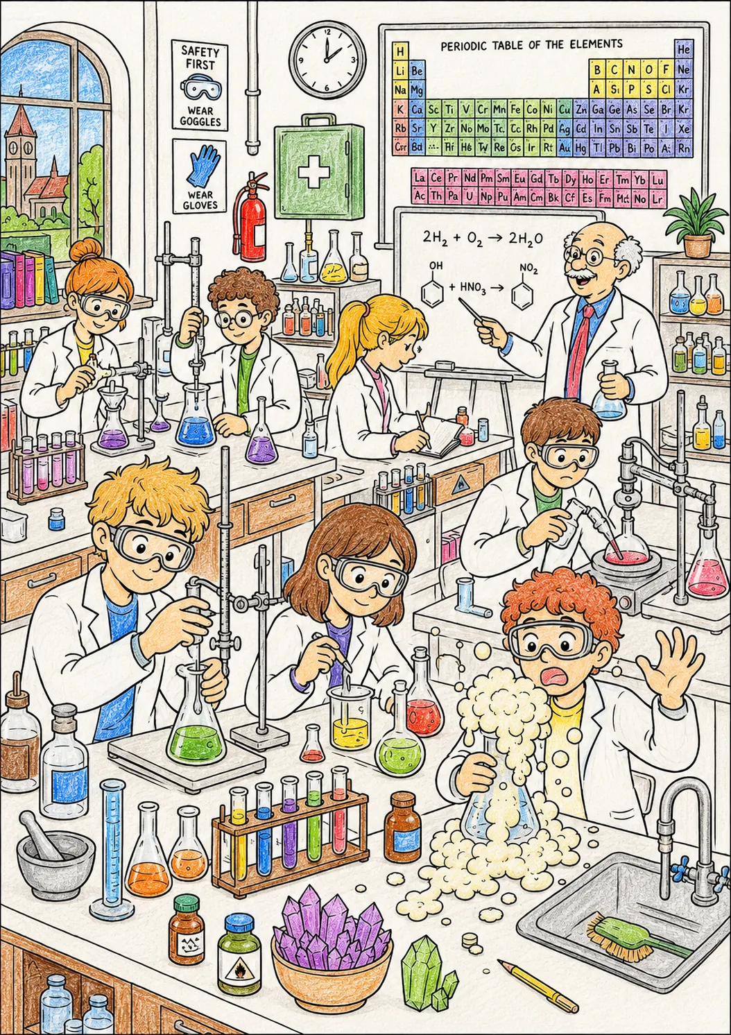 Seek-and-Find: Large University Chemistry Laboratory with Students