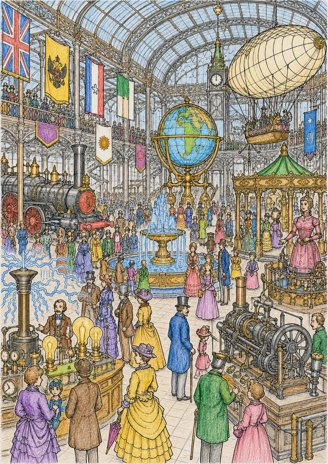 Wimmelbild: Viktorianische Weltausstellung