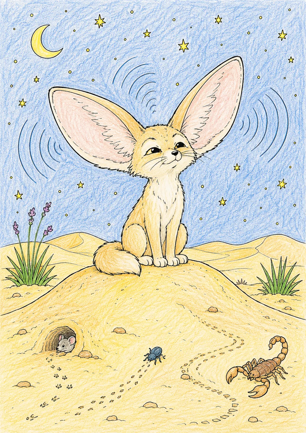 Wüstenfuchs Fennec lauscht mit seinen großen Ohren