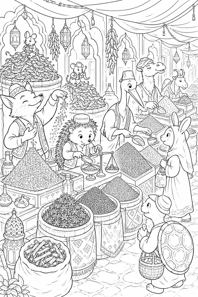 Spice Market in the Souk with Animal Traders