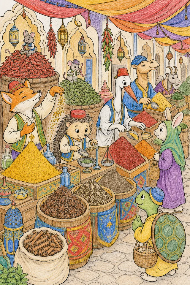Gewürz-Markt im Souk mit Tier-Händlern – So könnte es aussehen