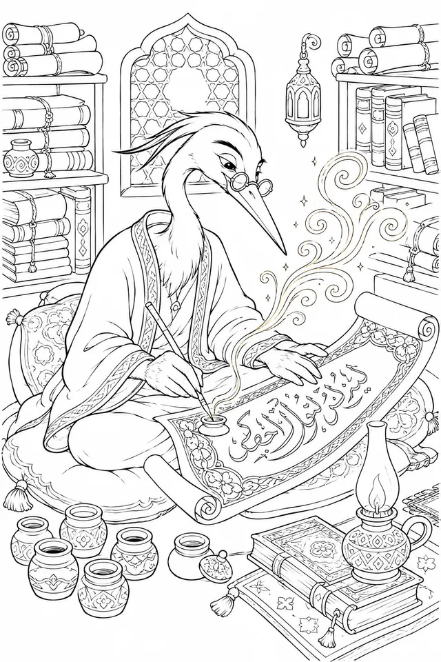 Arab Calligrapher Writing Golden Letters