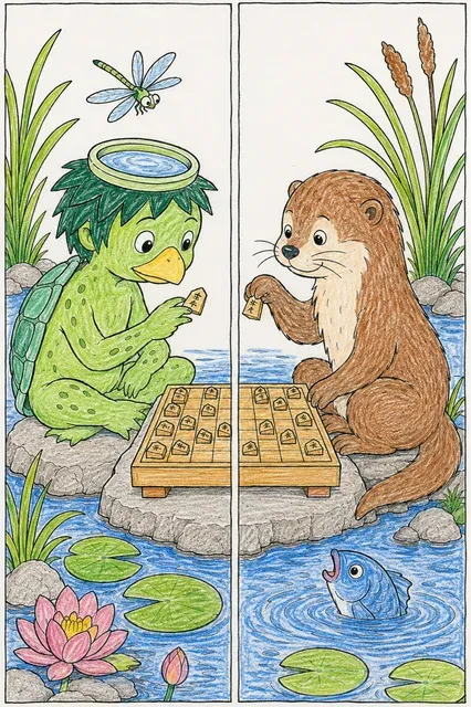 Kappa spielt Shogi mit einem Otter – So könnte es aussehen