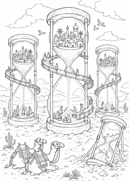 Hourglass Village in the Desert Sand